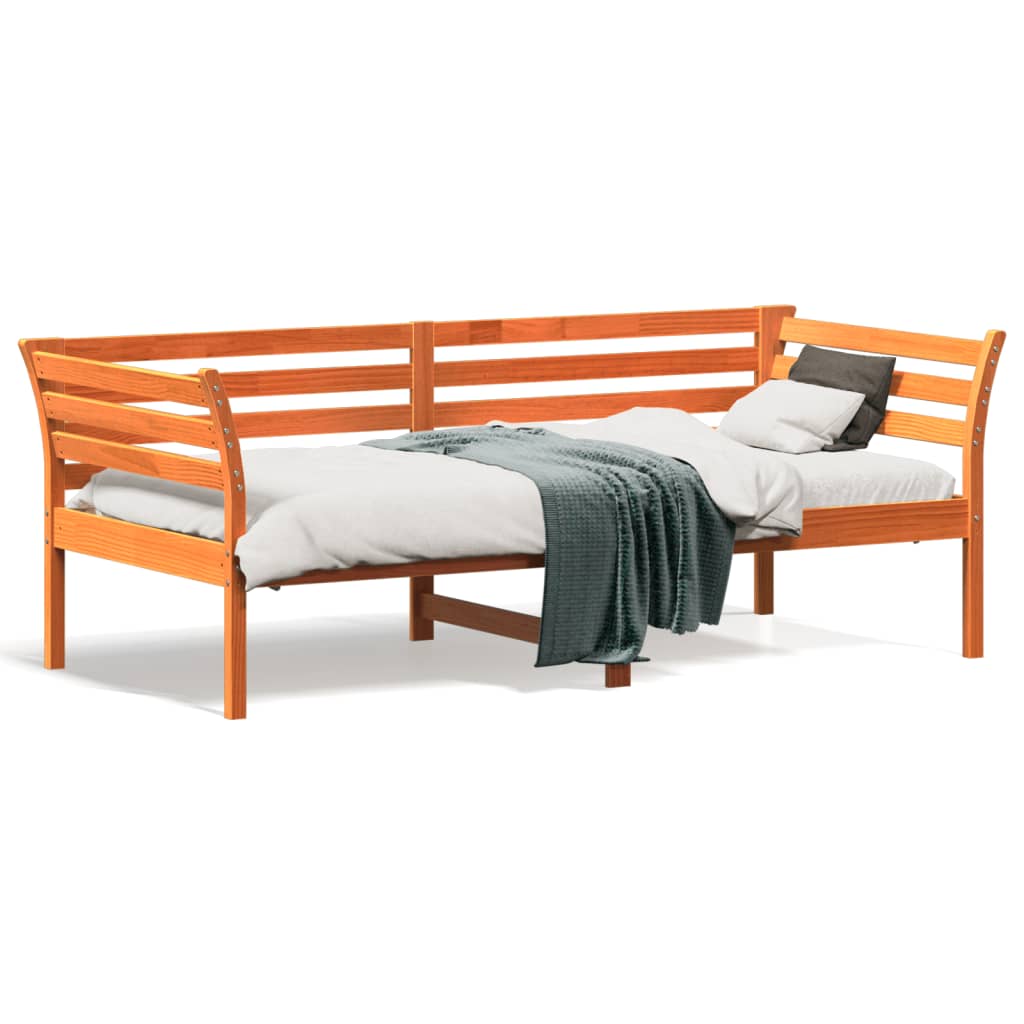 Day Bed without Mattress Wax Brown 75x190 cm Small Single Solid Wood Pine